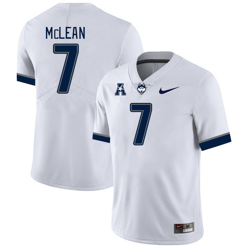 Men #7 Malachi Mclean Uconn Huskies College Football Jerseys Stitched-White
